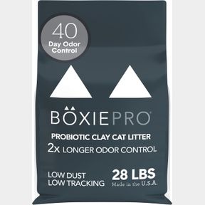 28 LB BOXIE PROBIOTIC 40 DAY NATURAL ODOR CONTROL CAT LITTER, 28LB CLUMPING CLAY KITTY LITTER