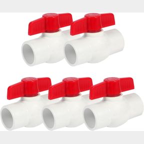 1' 5 PACK 1' PVC BALL VALVES, PVC VALVES BALL VALVE WATER SHUT OFF VALVES, 1 INCH PVC BALL VALVES SLIP, PIPE FITTINGS, RATED AT 15