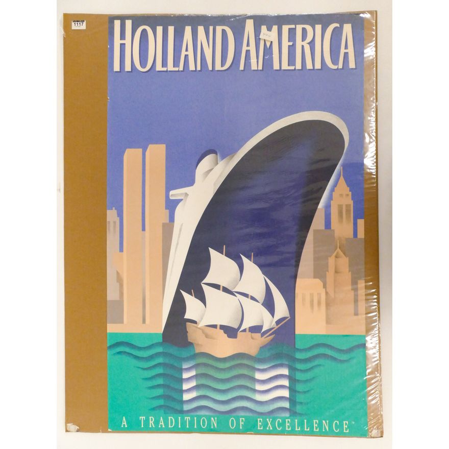 Vintage Holland America Cruise Poster 36'' x 22''