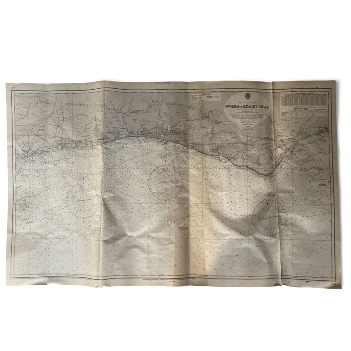 Four vintage Admiralty Survey Nautical maps, South Coast
