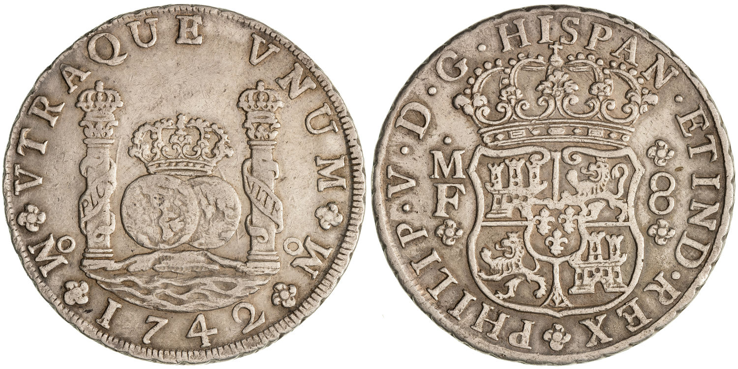 Mexico, Eight Reales, 1742-Mo MF, Fine