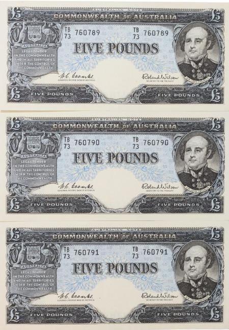 1921. · Consecutive Run, Coombs/Wilson, Five Pounds, 1960, UNC