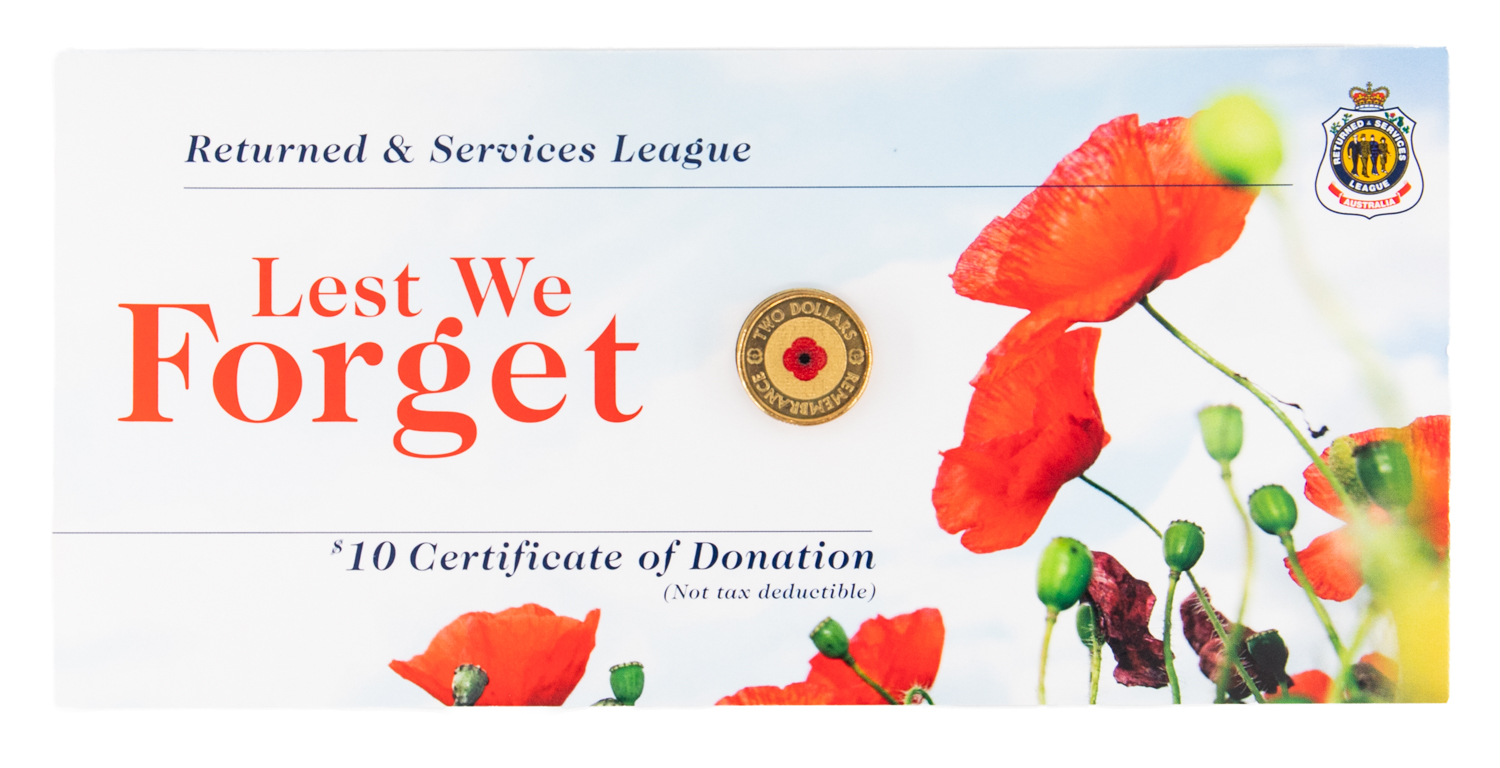 Elizabeth II, RSL Lest We Forget, Two Dollars, 2012, UNC