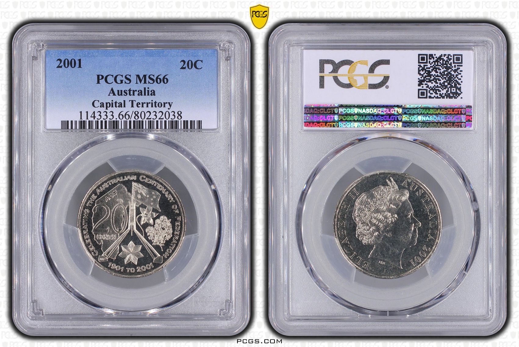 Capital Territory, Twenty Cent, 2001, PCGS MS66