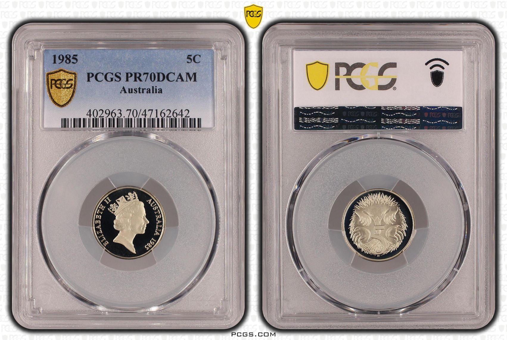 Elizabeth II, Pop 8/0, Five Cent, 1985, PCGS PR70DCAM