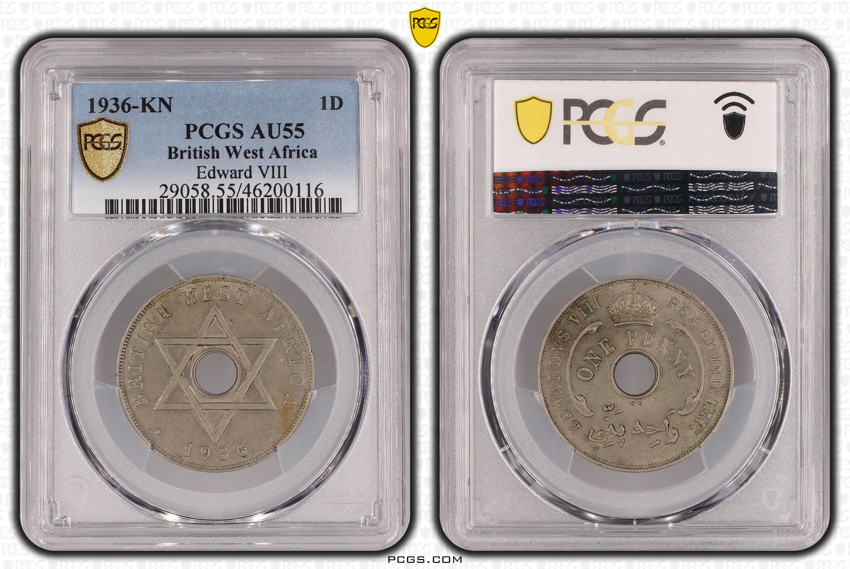 British West Africa, Edward VIII, Penny, 1936-KN, PCGS AU55