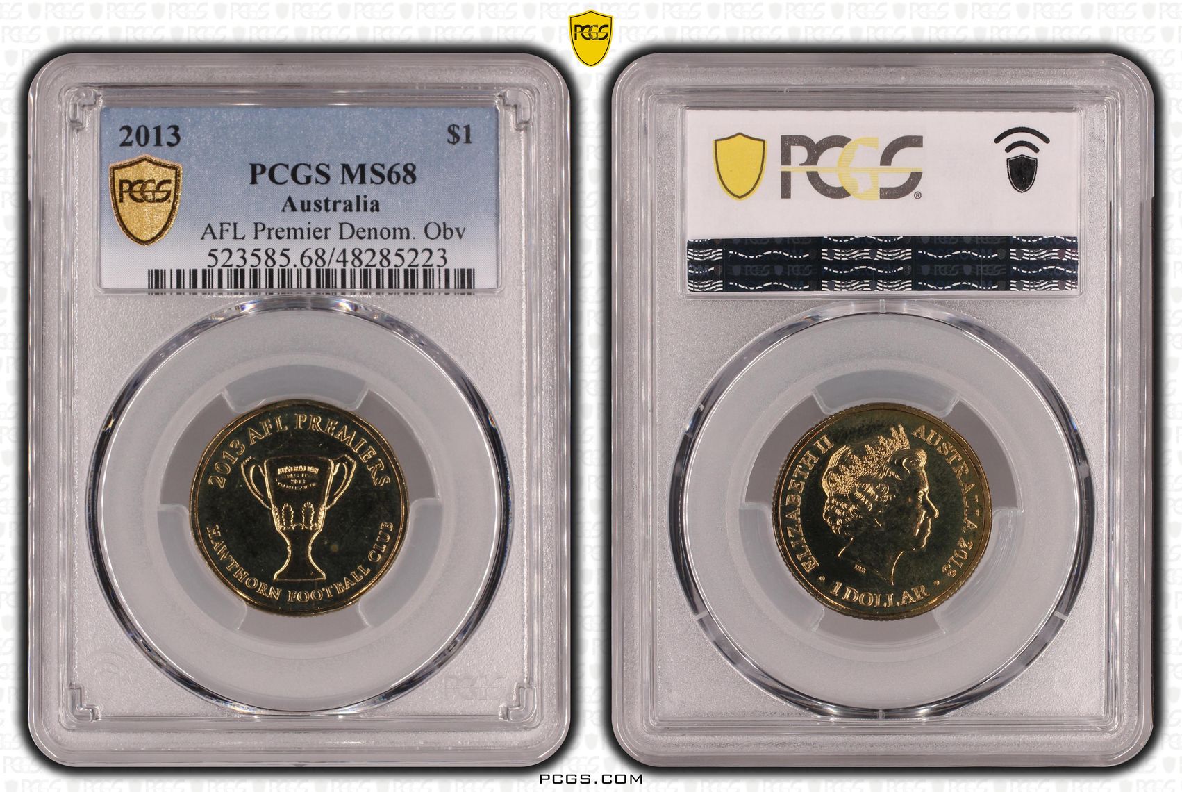 241 · Elizabeth II, AFL Premier Denom. Obv  POP 11/0, One Dollar, 2013, PCGS MS68
