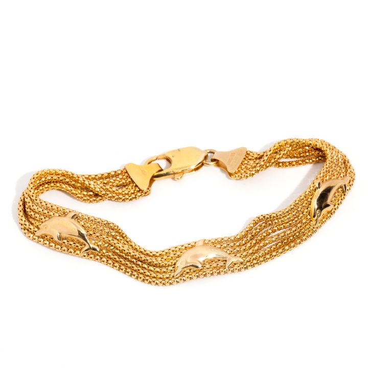 Dolphin Rope Chain 9 Carat Gold Bracelet