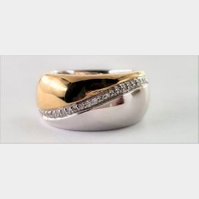 0.160CTS DIAMONDS IN 14CT WHITE & YELLOW GOLD BREUNING RING COLOUR I/J CLAIRITY VS/SI - 51633/389