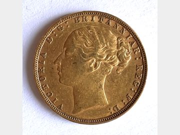 1874 VICTORIA YOUNG HEAD LONDON MINT GEORGE & DRAGON GOLD SOVEREIGN