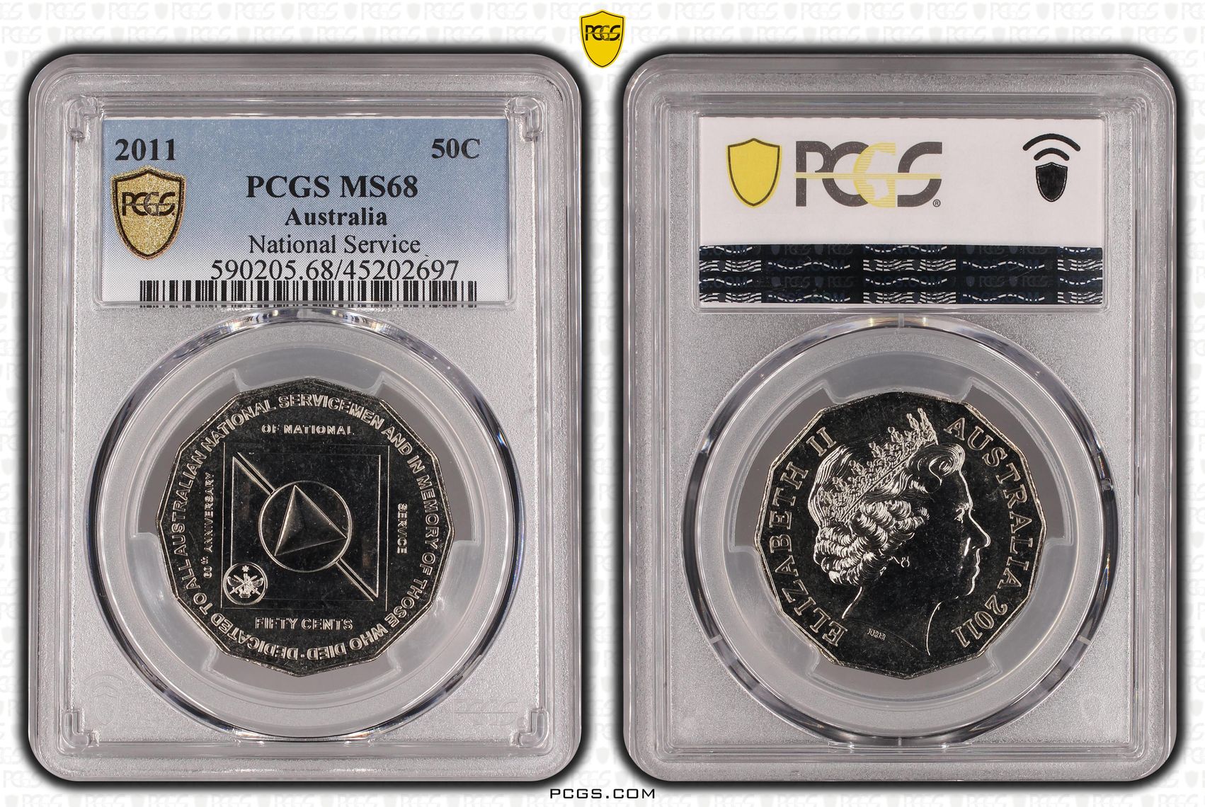 2011 Australia Fifty Cent, 50c National Service PCGS - MS68 -697