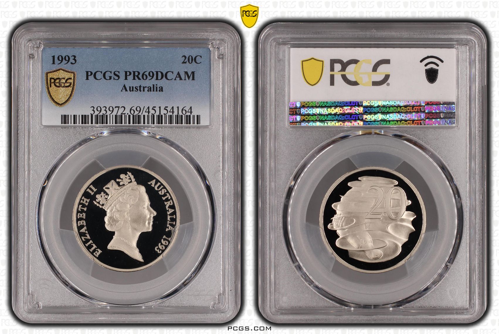 Twenty Cent, 1993, PCGS PR69DCAM