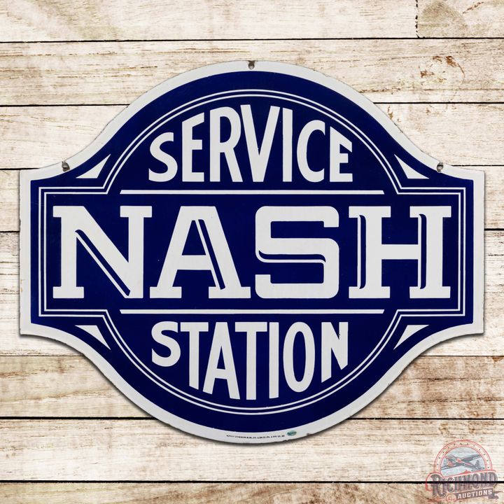 Nash Service Station Die Cut Double Sided Porcelain Sign