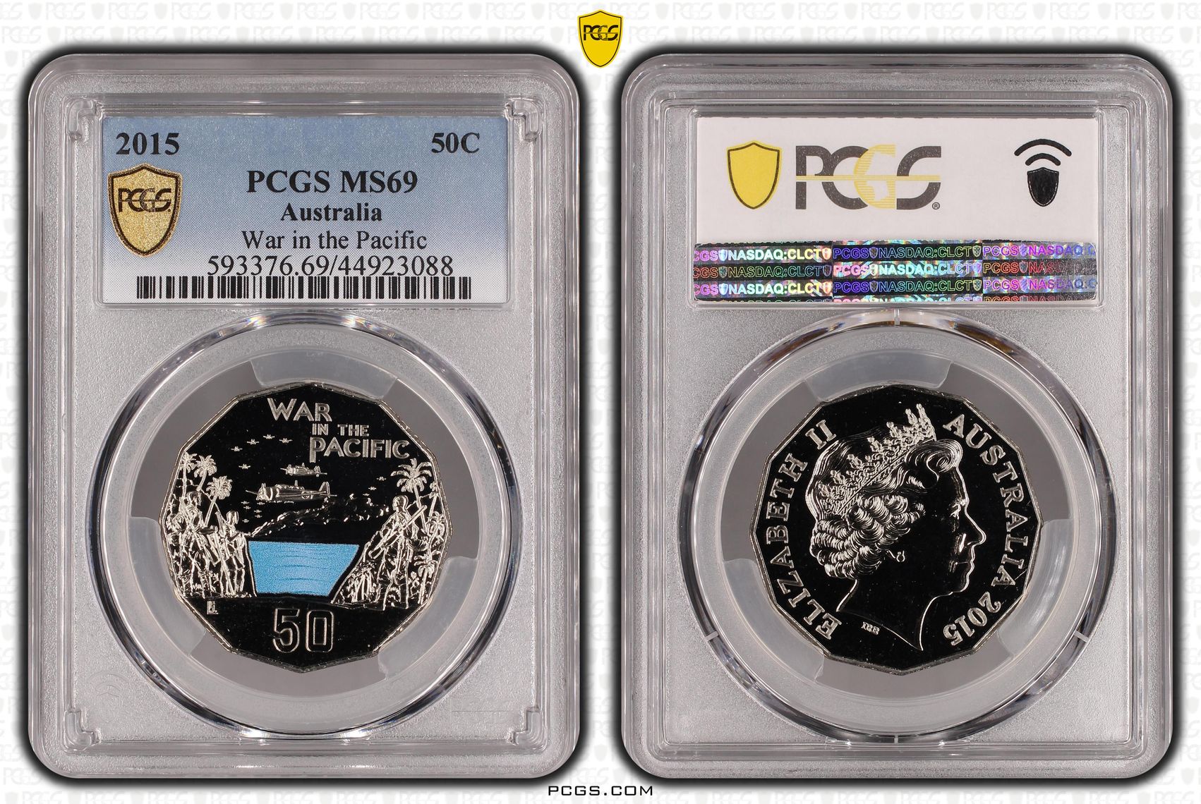 2015 Australian Fifty Cent, 50c War in the Pacific PCGS - MS69 POP 15/0 -088