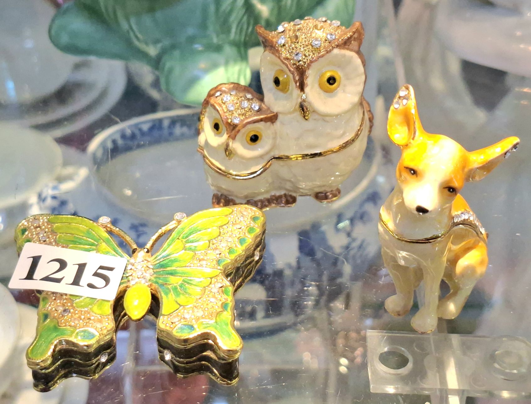 1215 · THREE ENAMELLED TRINKET BOXES