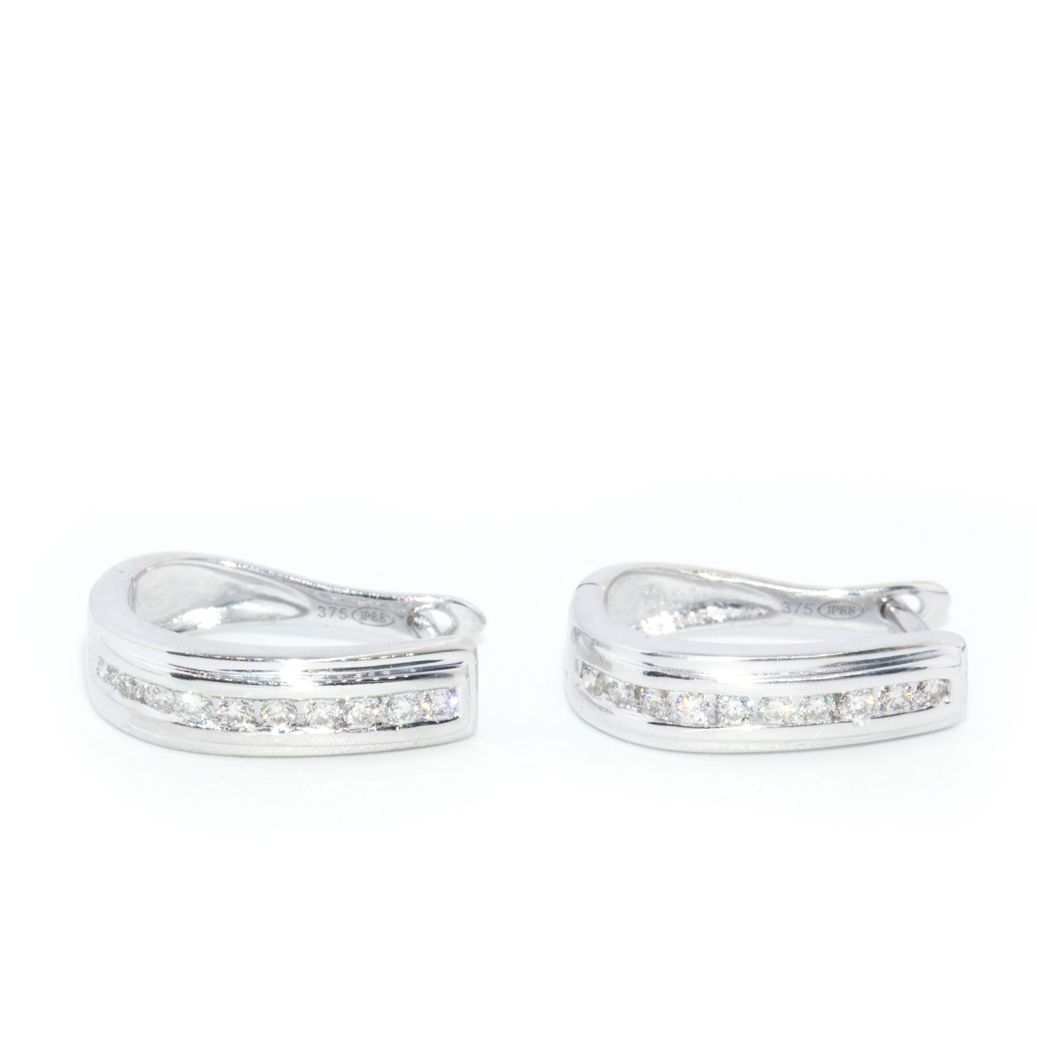 9ct Gold Diamond Hoop Earrings
