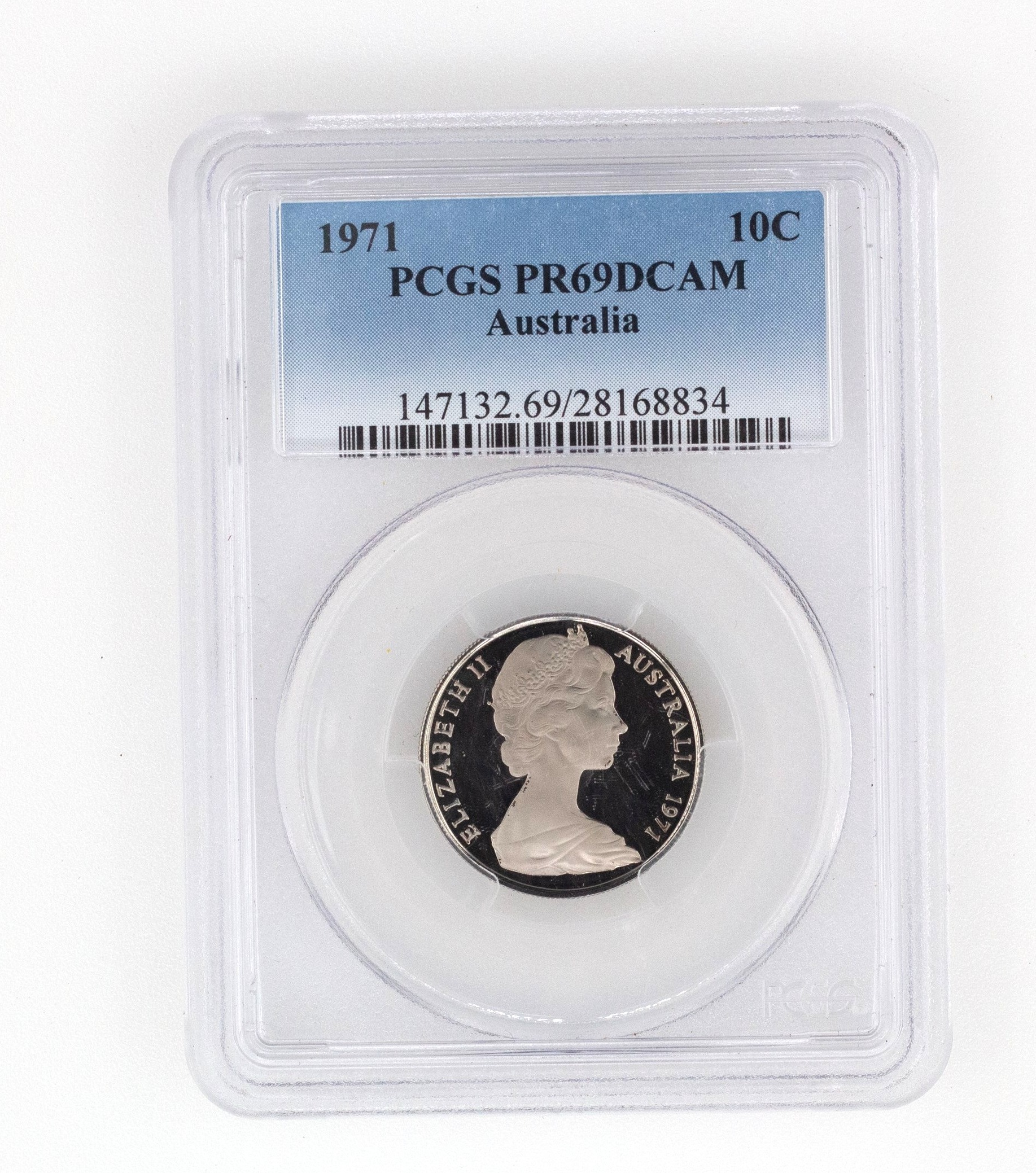 Elizabeth II, Ten Cent, PR69DCAM , 1971