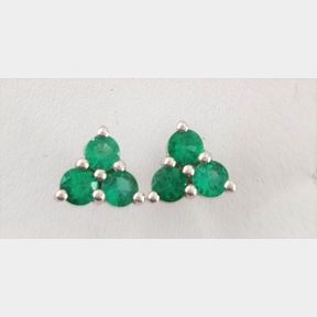 18CT WHITE GOLD STUD EARRINGS WITH 0.61CT EMERALDS - 51629/110