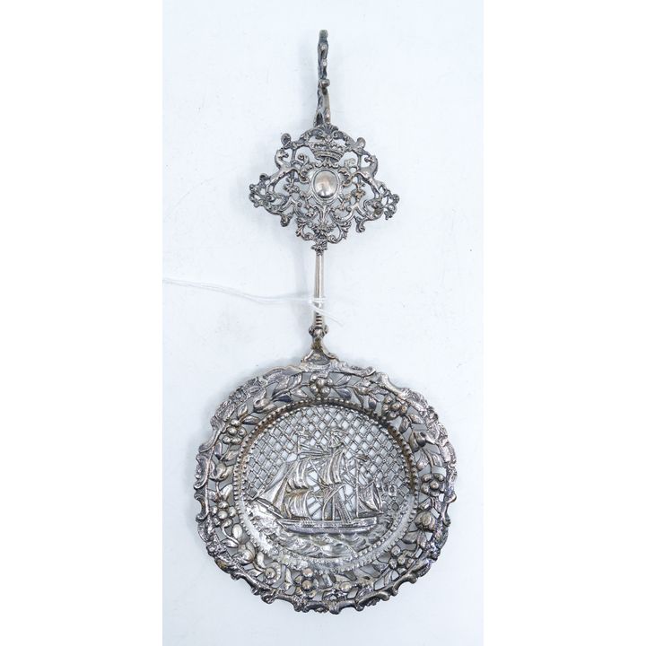 Ornate Dutch 835 Silver Pierced Sailing Ship Server 9'' - 91 Grams