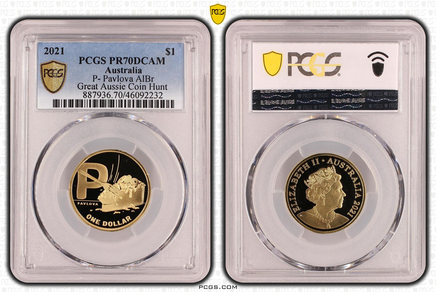 P- Pavlova AlBr, POP 20/0, One Dollar, 2021, PCGS PR70DCAM