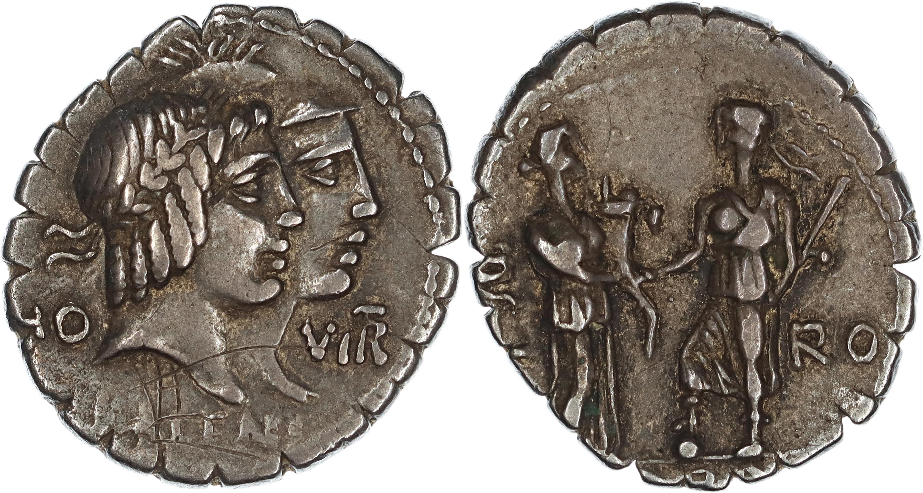 Roman Republic, Q. Fufius Calenus & P. Mucius Scaevola (Cordus), Silver Denarius, 70 BC, nVF