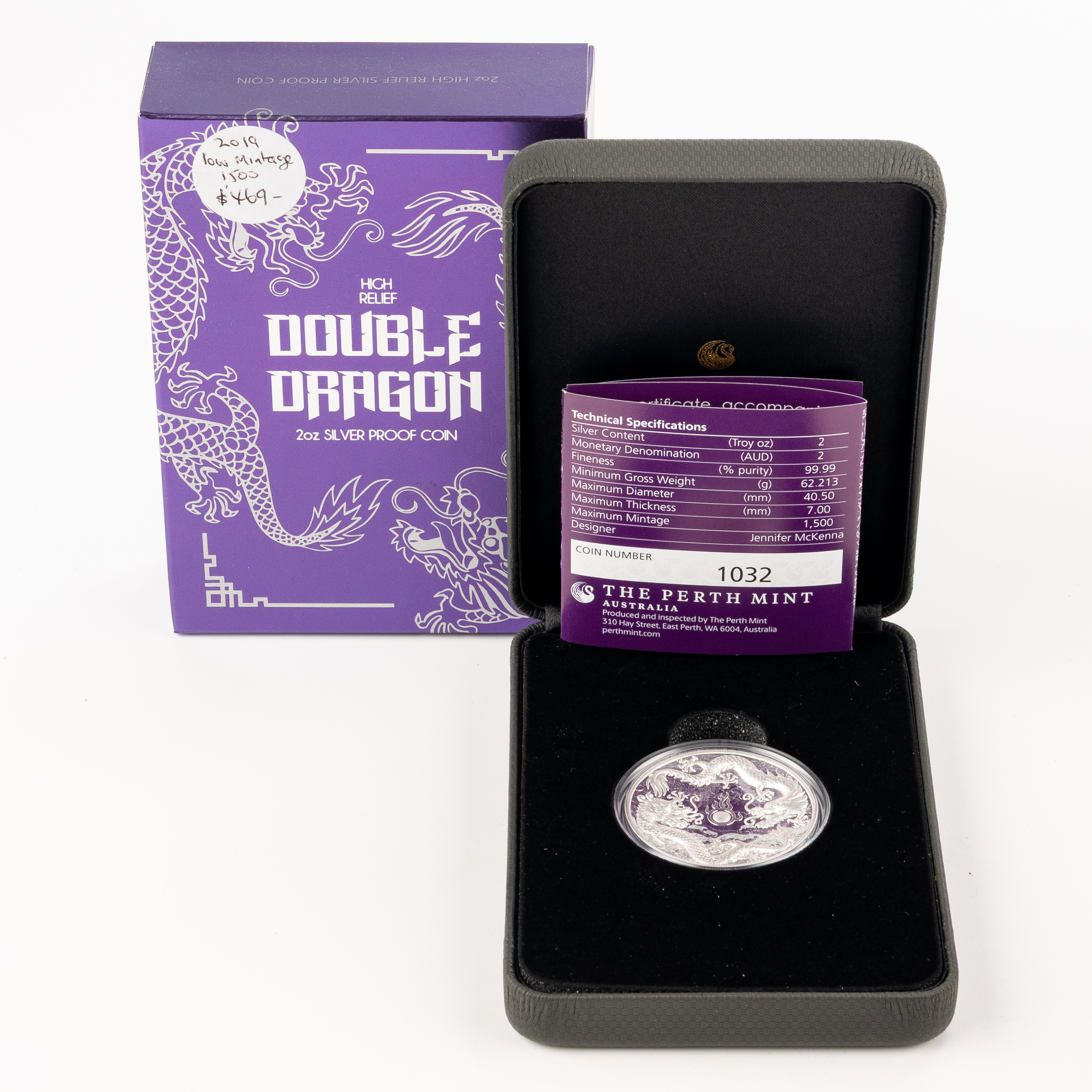 Elizabeth II, Perth Mint - Double Dragon, Two Dollars, 2019, FDC