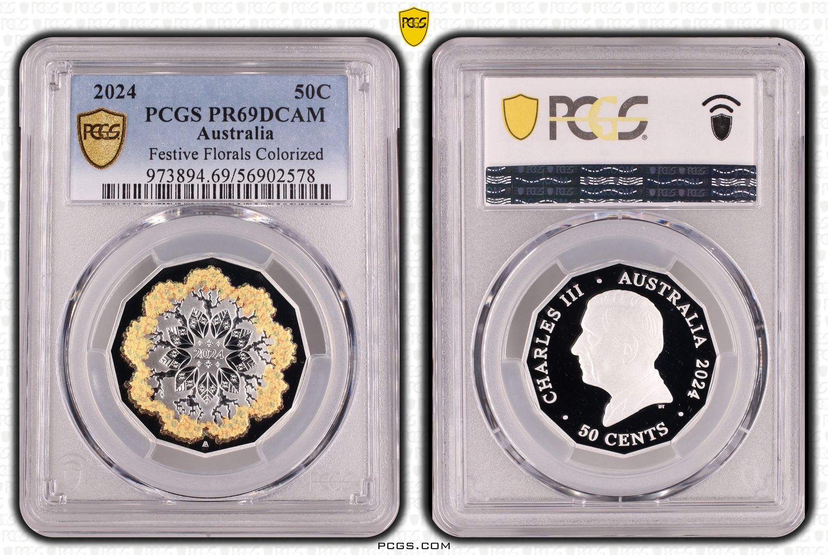 Festive Florals Colorized, Fifty Cent, 2024, PCGS PR69DCAM