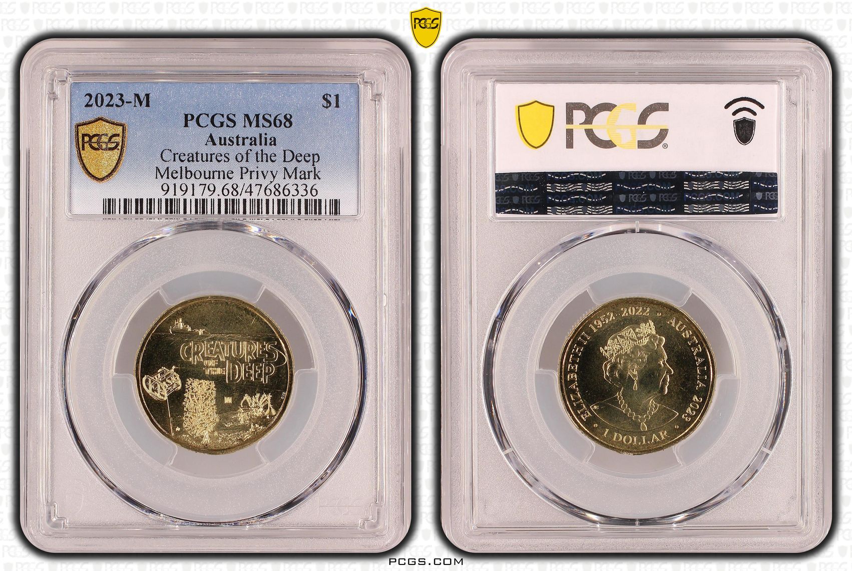 Creatures of the Deep Melbourne Privy Mark, One Dollar, 2023-M, PCGS MS68