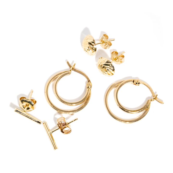 Three Pairs of 9 Carat Gold Earrings