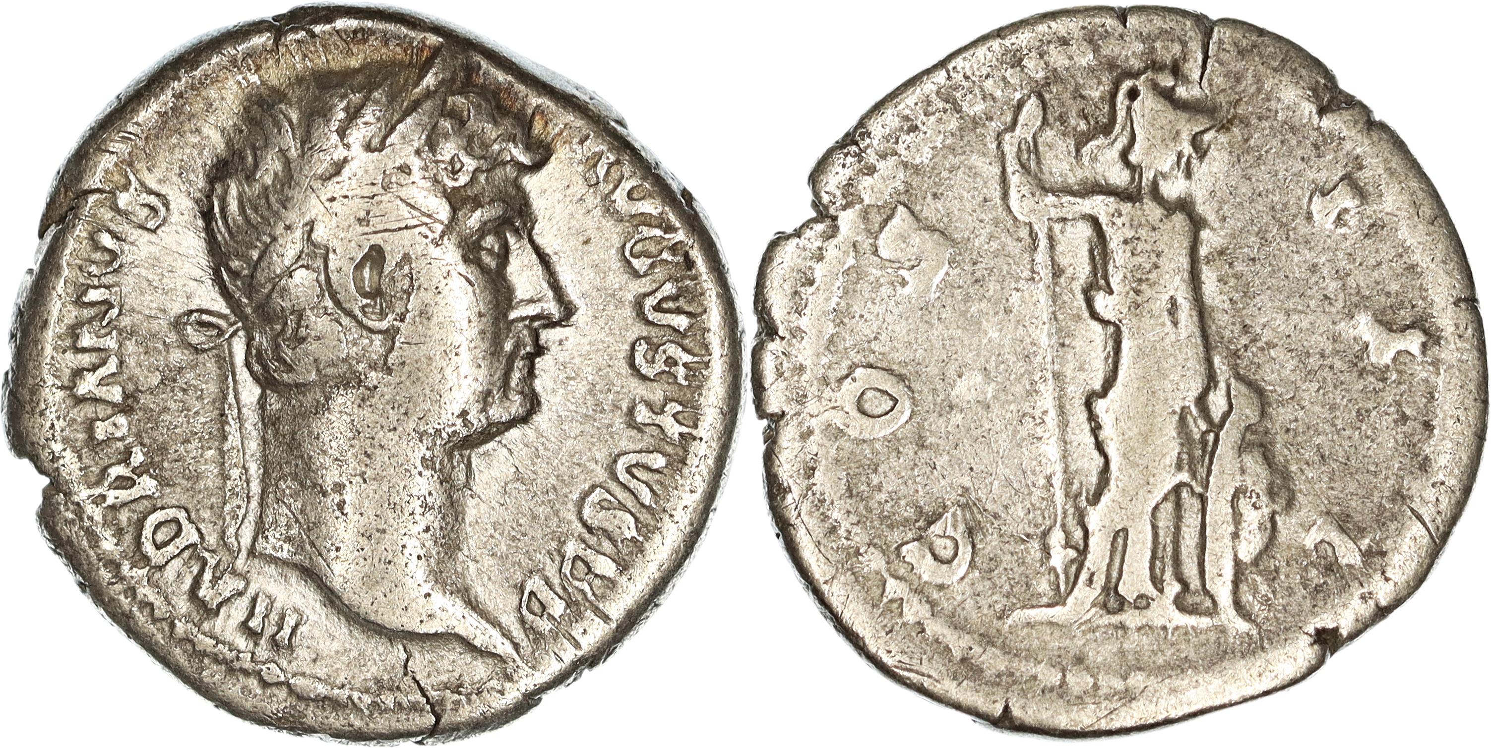 Roman Empire, Hadrian, Silver Denarius, 125-128 AD, F