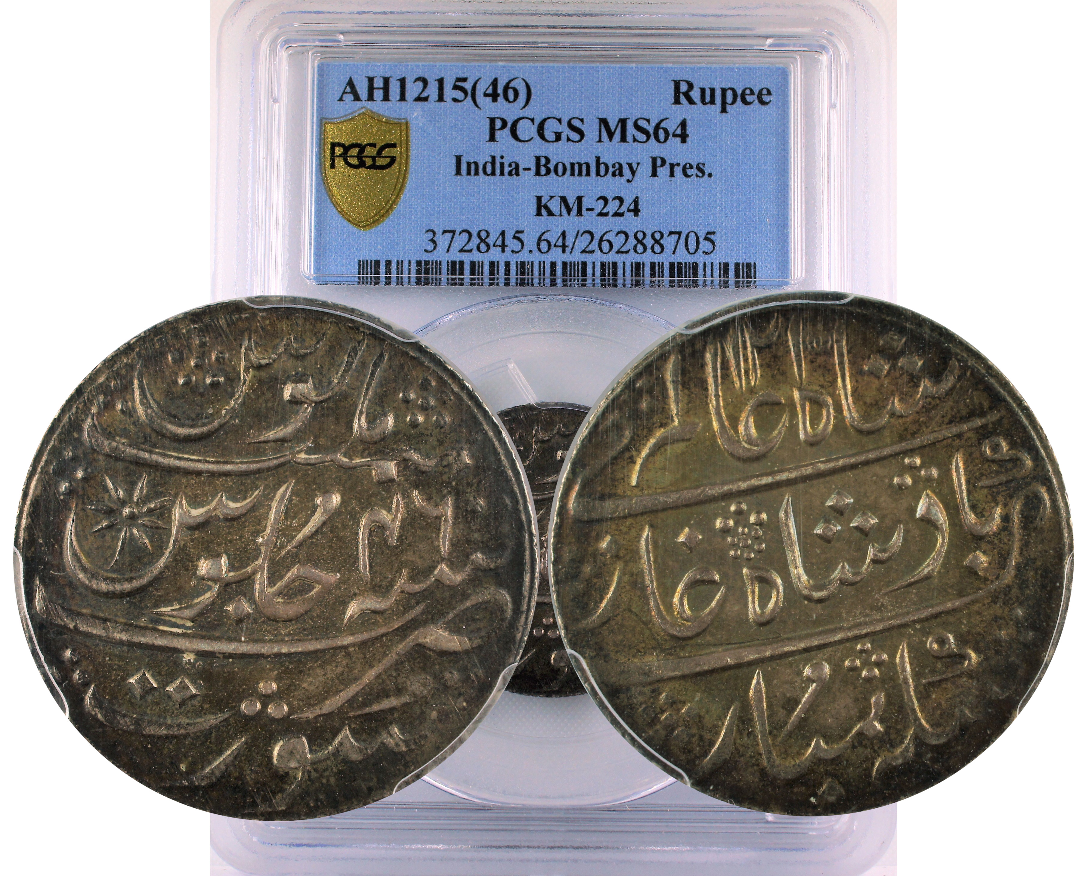AH 1215(46) INDIA RUPEE BOMBAY PRESIDENCY KM-224 MS64