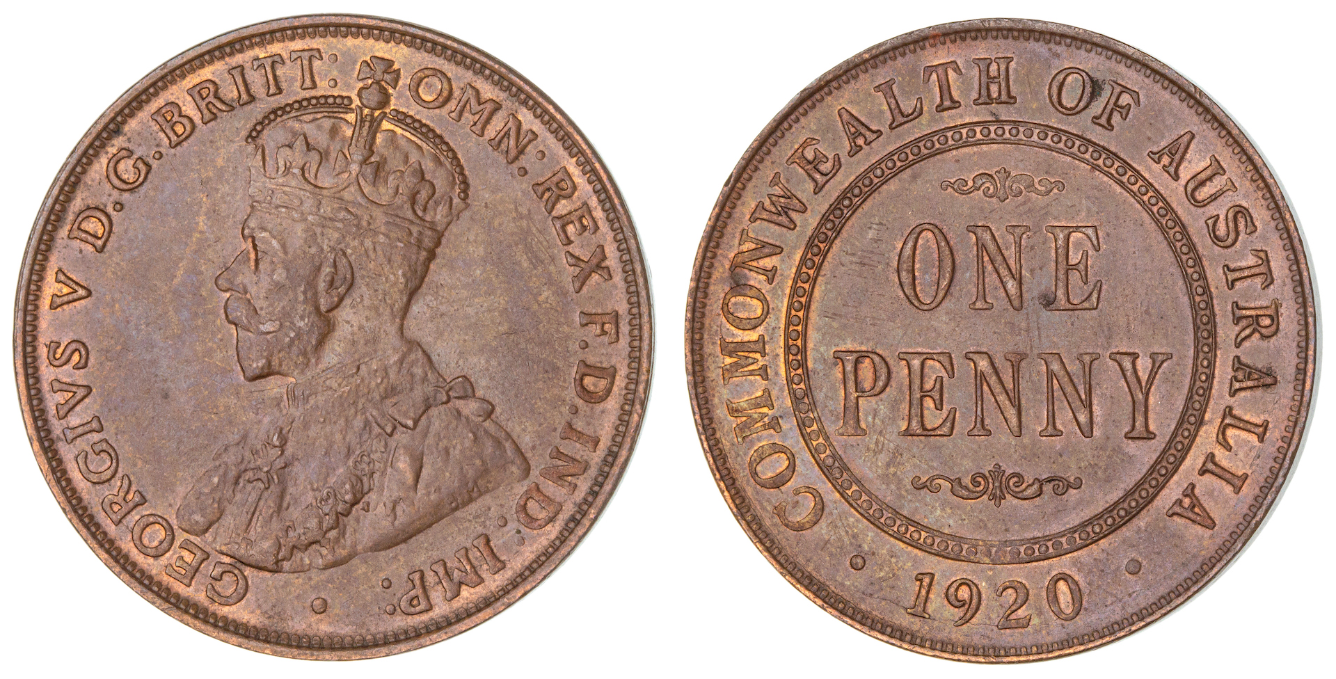George V, Penny, 1920, UNC