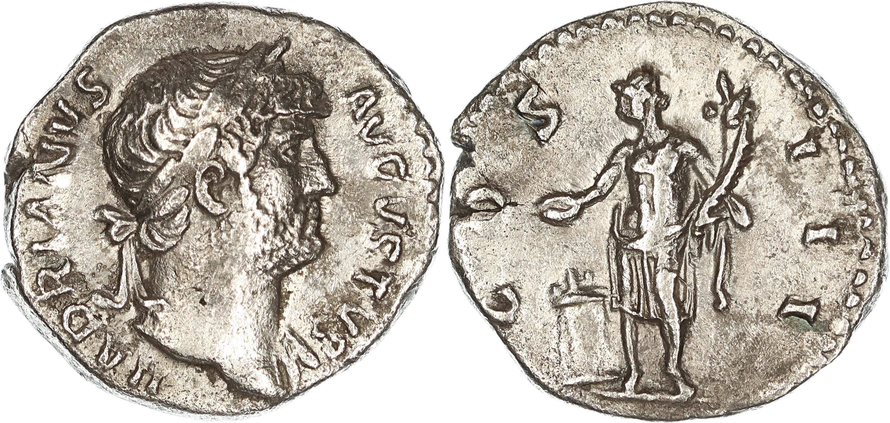 Roman Empire, Hadrian, Silver Denarius, 125-128 AD, VF