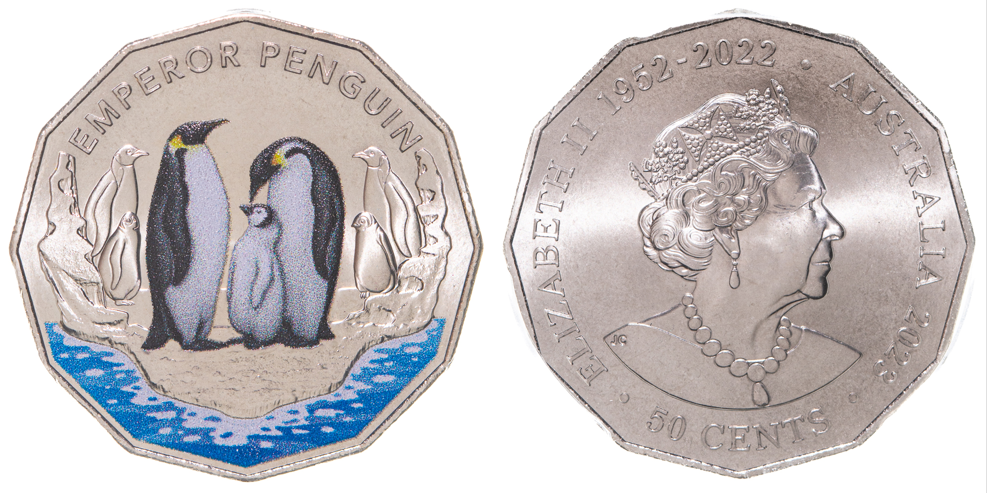 Elizabeth II, Emperor Penguin - Antarctic Territory, Fifty Cent, 2023, PCGS MS 68