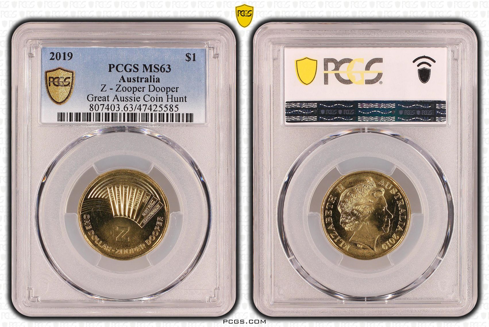 Z - Zooper Dooper Great Aussie Coin Hunt, One Dollar, 2019, PCGS MS 63