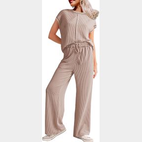 SHEWIN WOMEN'S 2 PIECE OUTFITS LOUNGE SETS CASUAL CAP SLEEVE PULLOVER TOPS MATCHING DRAWSTRING WIDE LEG PANTS TRACKSUIT SET SZ XLG