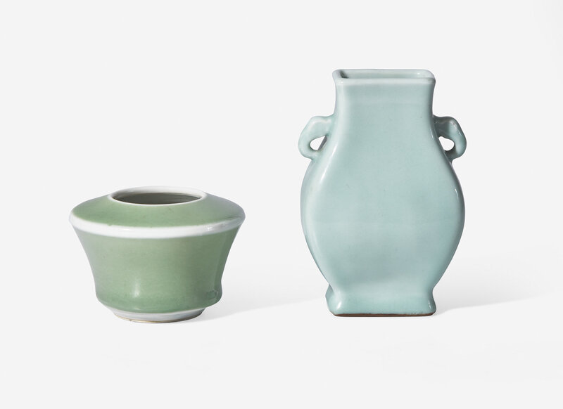 Two Small Chinese Celadon Porcelain Vases