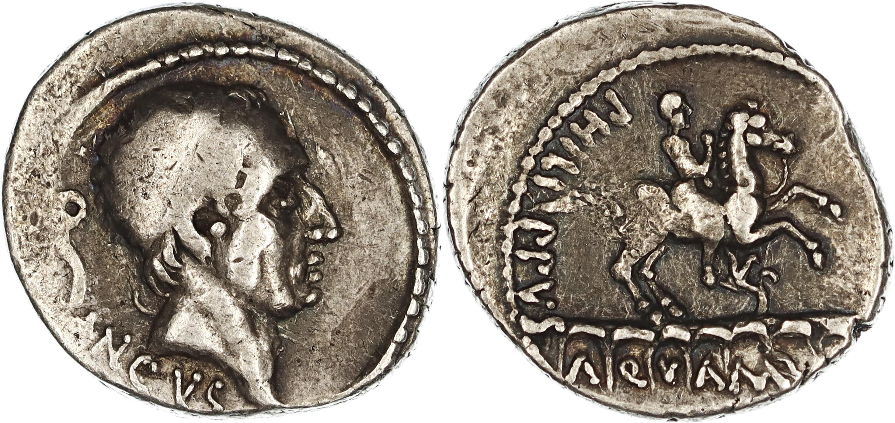 Roman Republic, L. Marcius Philippus, Silver Denarius, 56 BC, nVF