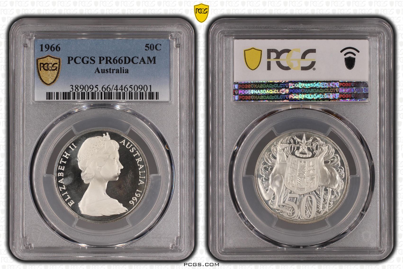 1966 Australia Fifty Cent, 50c Silver PCGS - PR66DCAM -901