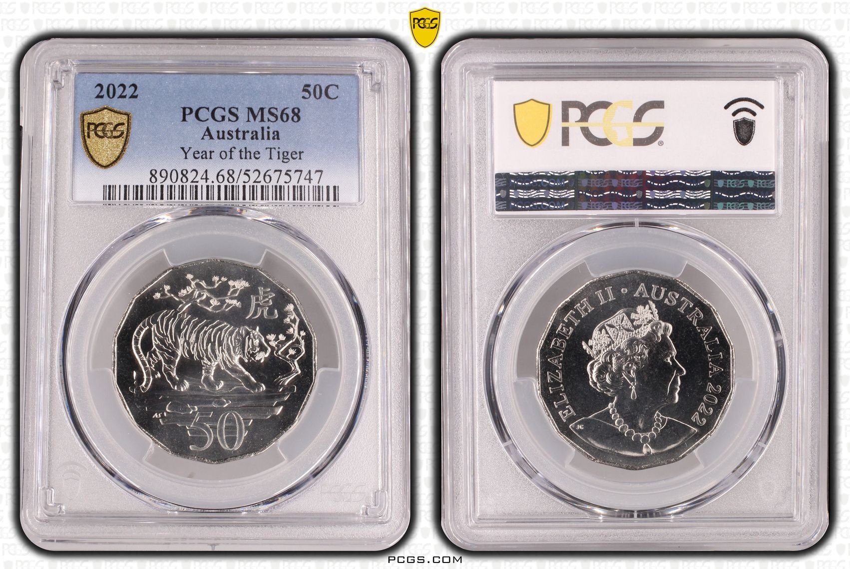 Year of the Tiger, Fifty Cent, 2022, PCGS MS68