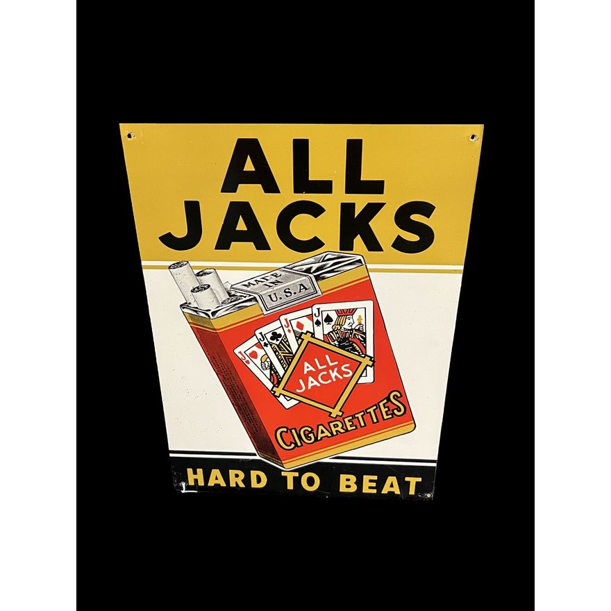 All Jacks Cigarettes Hard To Beat Tobacco Tin Metal Sign