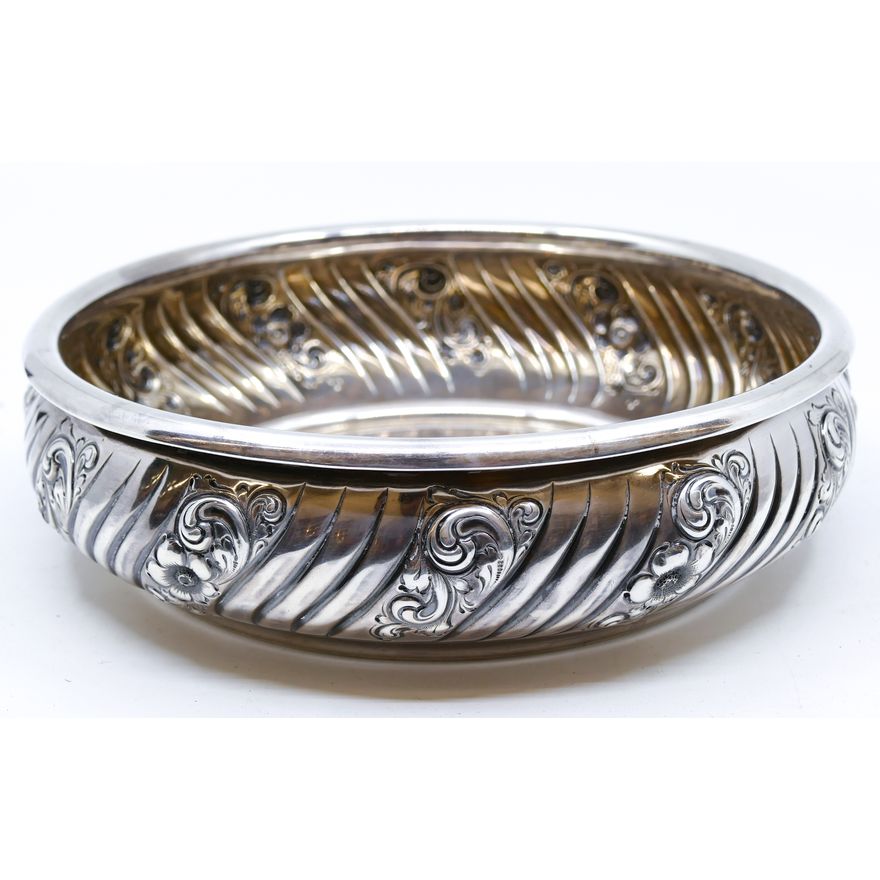 Antique Dominick & Haff Sterling Floral Repousse Bowl 8''