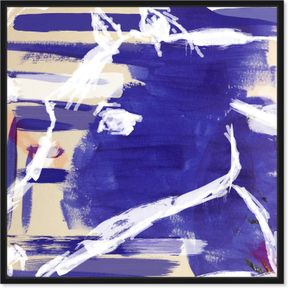 Country Farmhouse Canvas Print Painting Animal Wall Art 'Blue Abstract Horse Line Art' Black Framed Canvas Rustic Home Décor 20x20 in Purple