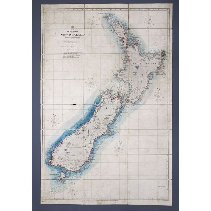 GREAT BRITAIN, HYDROGRAPHIC OFFICE - MAP - Pacific Ocean, New Zealand from surveys in H.M.S. Acheron & Pandora