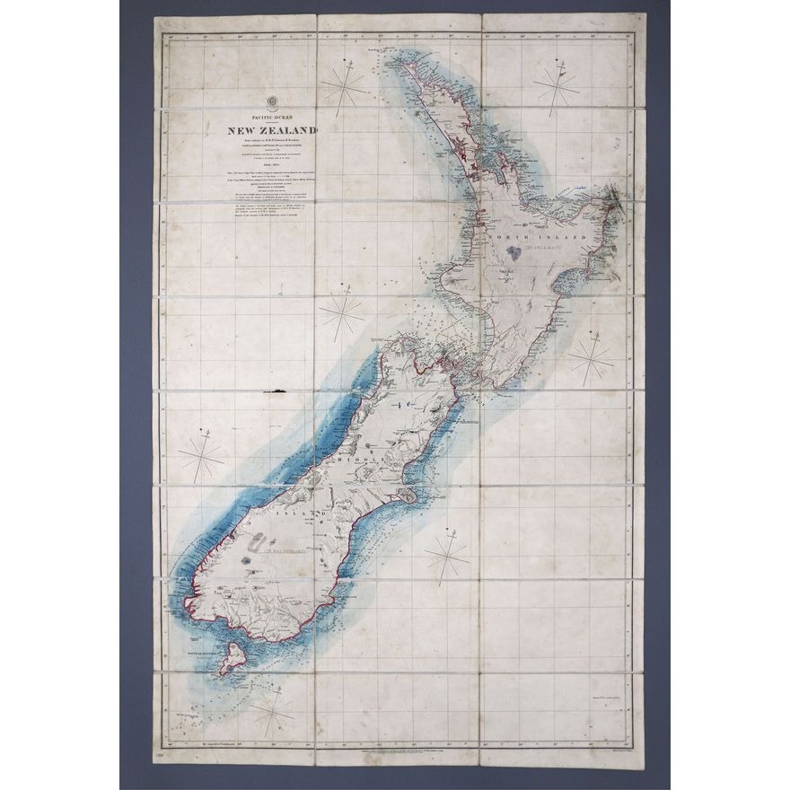 GREAT BRITAIN, HYDROGRAPHIC OFFICE - MAP - Pacific Ocean, New Zealand from surveys in H.M.S. Acheron & Pandora