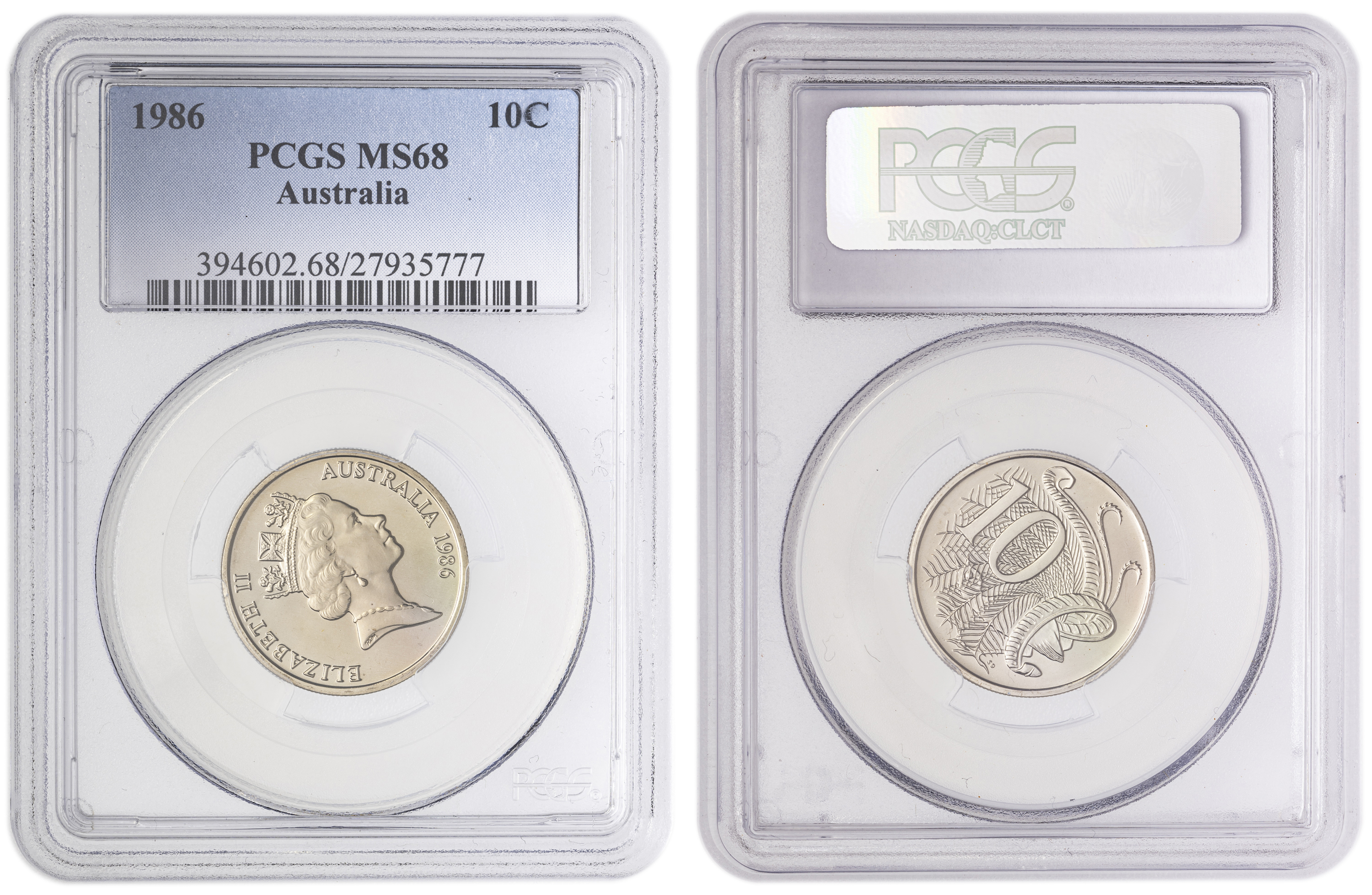 , Ten Cent, 1986, PCGS MS68