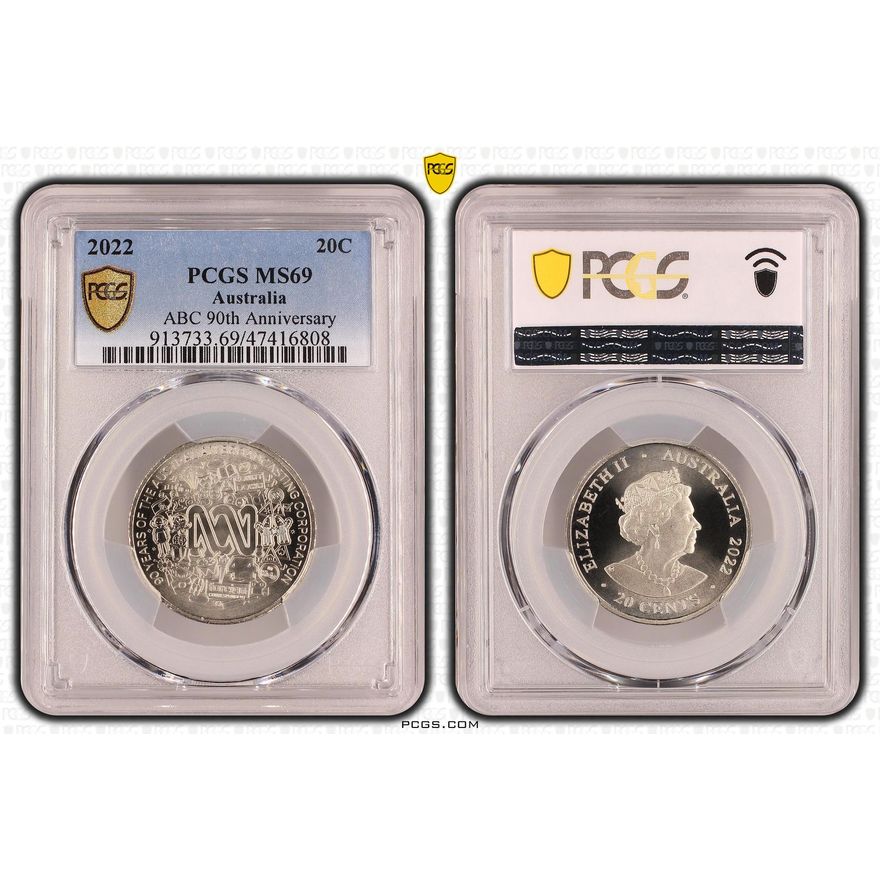 ABC 90th Anniversary , Twenty Cent, 2022, PCGS MS69