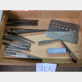 Tapered drill knockout tools and drill size gauges