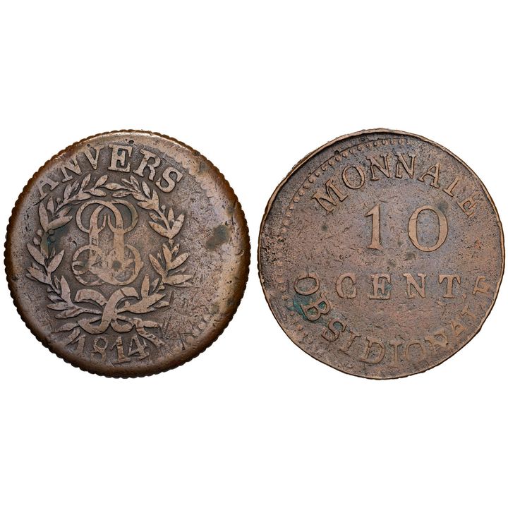 Belgium, Naval Arsenal Mint, Ten Centimes, 1814,  VF