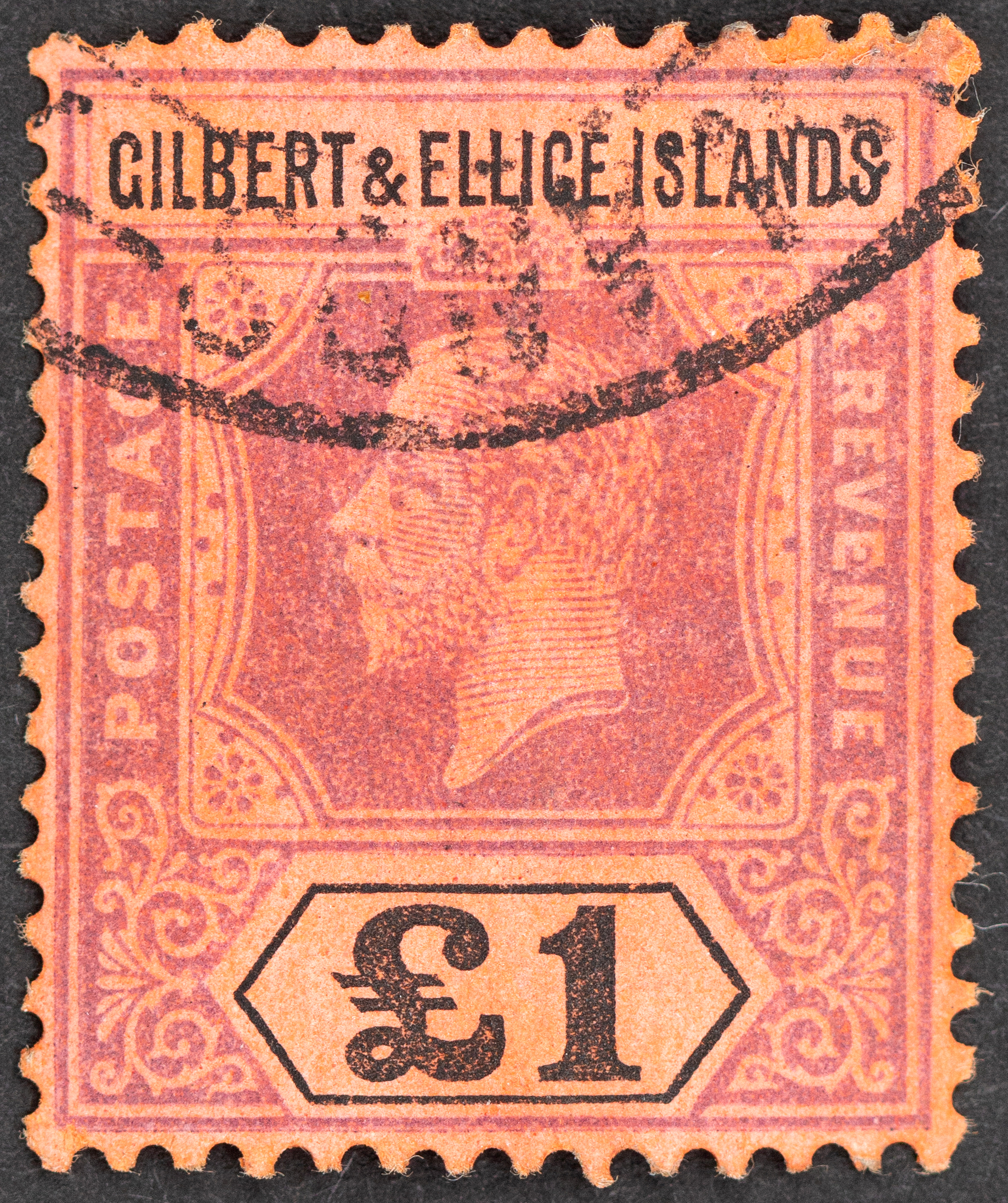 Gilbert & Ellice Islands, One Pound, Purple & Black, 1924, U